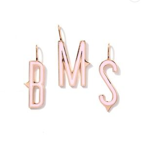 NWT: Eva Fehren letter “J” BLUSH ENAMEL INITIAL CHARM 18K ROSE GOLD WITH ENAMEL